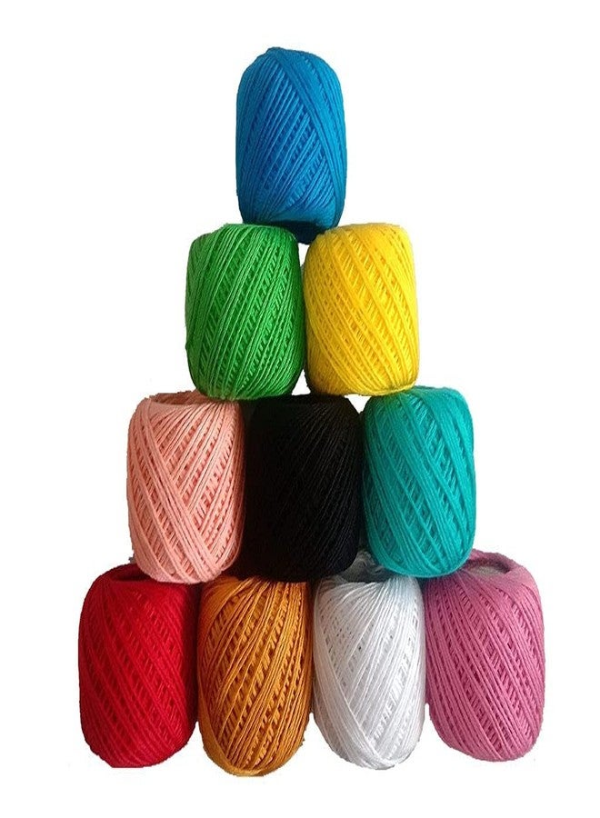 Tarni Crochet Cotton Thread Yarn For Knitting And Craft Making Combo 35 To 40 M Approximate (Multicolor, Pack Of 10) - 25 G - Image 1